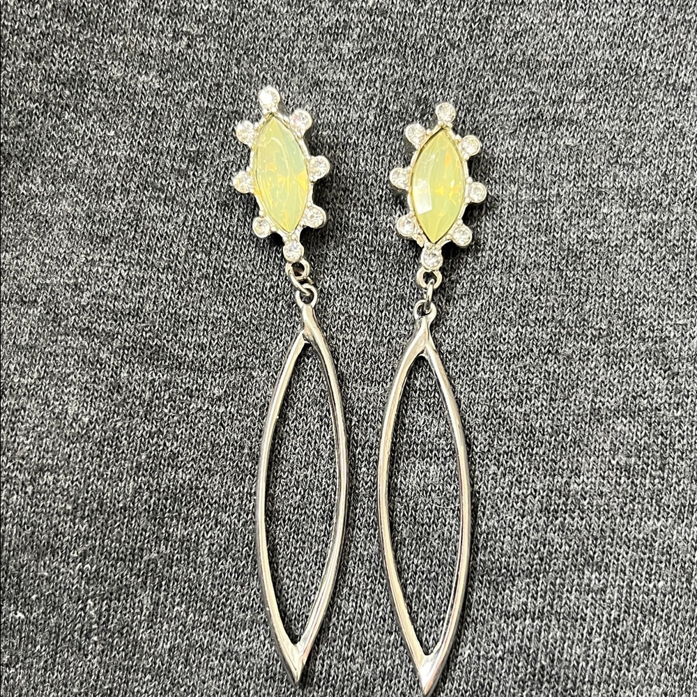 Elegant Silver and Yellow Drop Earrings